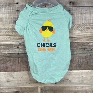 Chicks Dig Me (L) Easter Green Dog T Shirt 100% Cotton Dress Up Pet Costume NEW